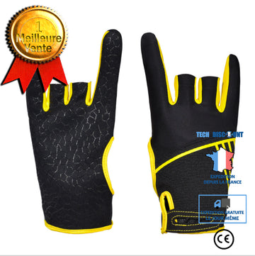 TD® Une paire Gants de bowling Sports de plein air Gants de fitness antidérapants en silicone de paume sans doigts Jaune S / M